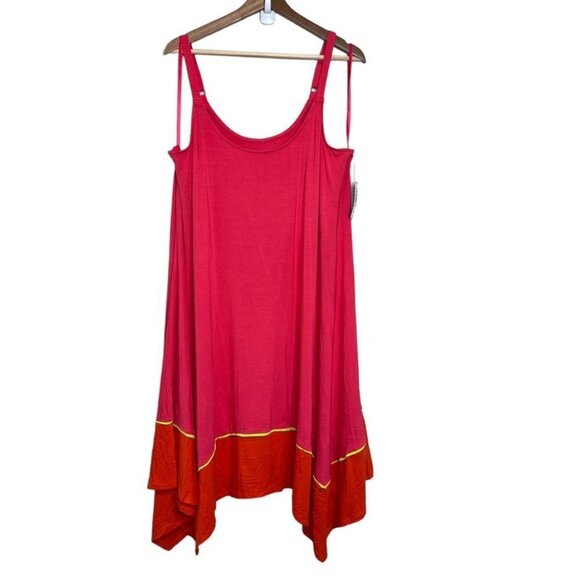 Torrid Womens Plus Size 3X Shark Bite Trapeze Jersey Sundress Pink Orange NEW - Picture 3 of 14